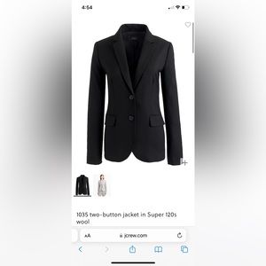 JCREW Petites Navy Blue Super 120s Wool Blazer